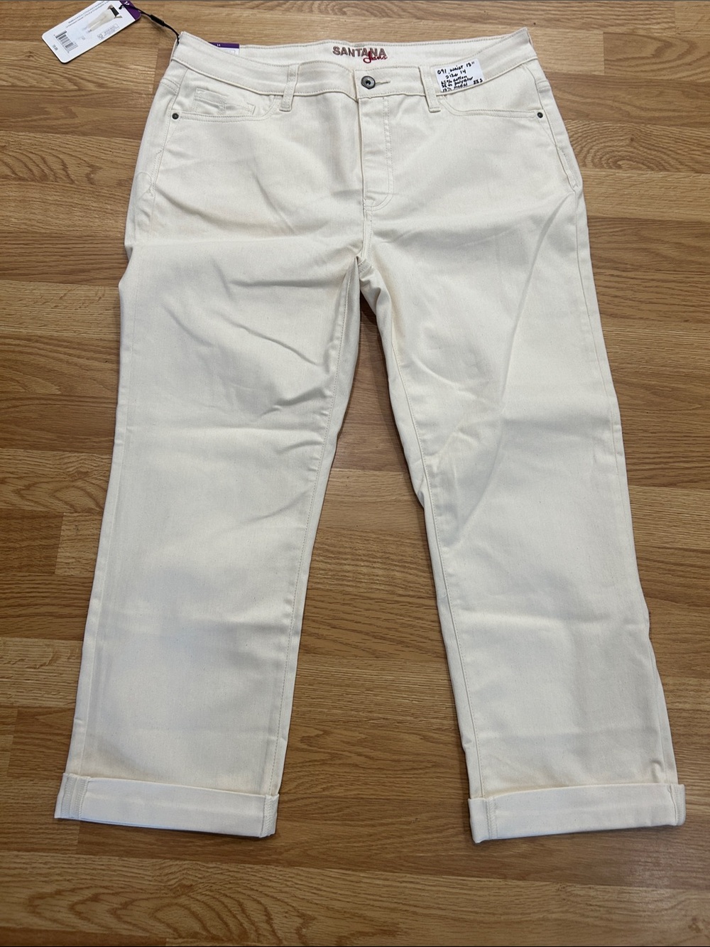 O91.    Cream Cotton Blend Jeans NWT